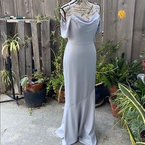 ASOS x Oasis Light Grey/Silver Cold Shoulder Gown